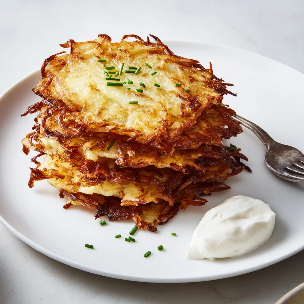 Herzhafte deutsche Kartoffelpuffer, frittiert bis zur Perfektion, ideal für Frühstück oder Brunch.