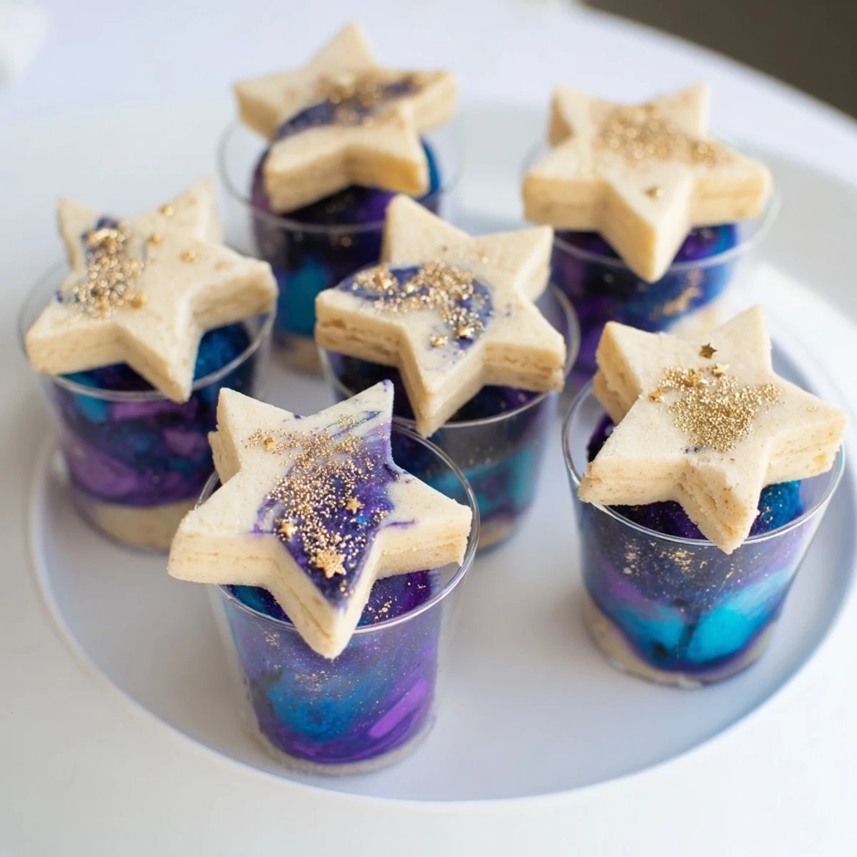 Close-up of the delicious Stargazers Dessert Platter, featuring chocolate comet truffles and colorful mousse.