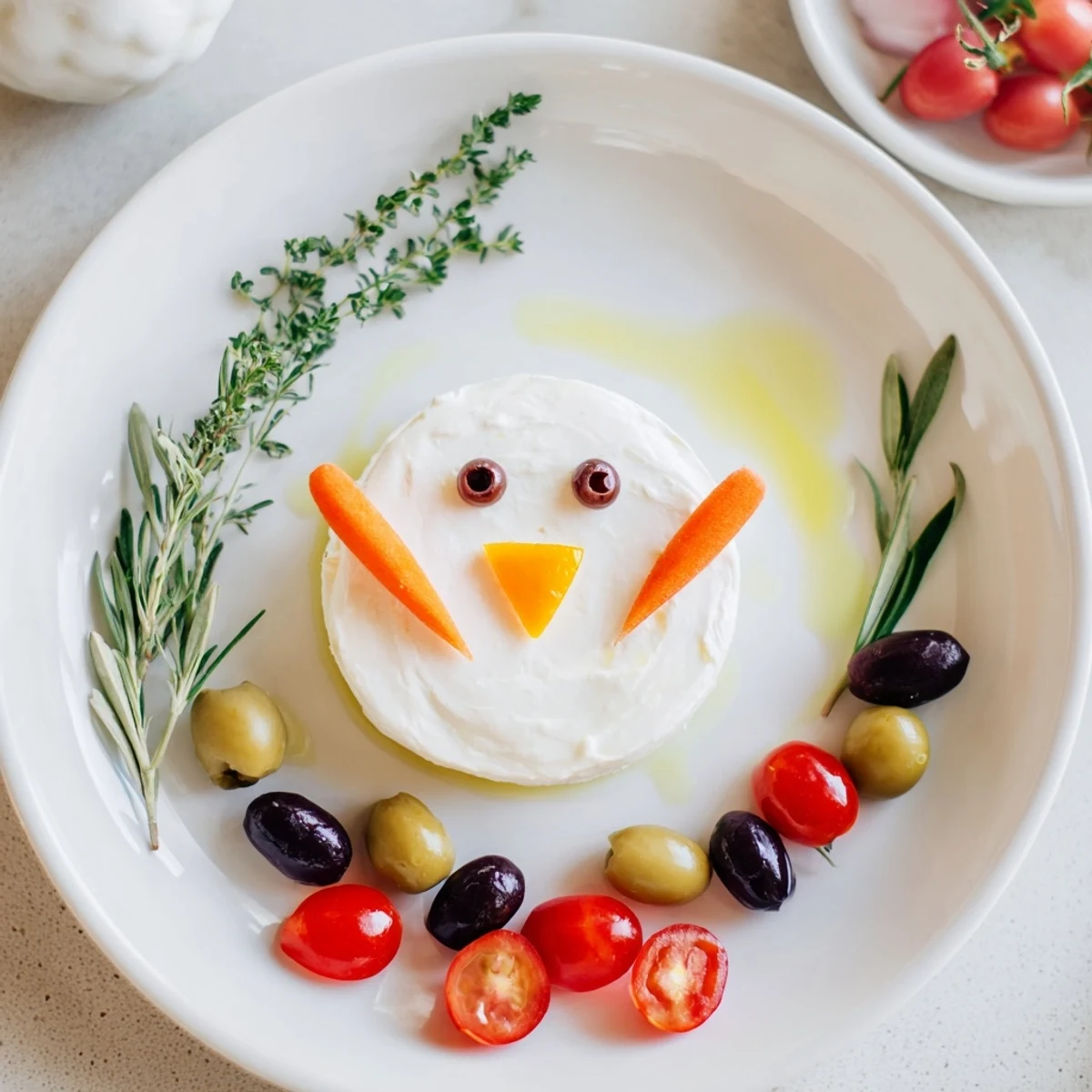 This Peace Dove Christmas Olive Platter showcases a cheese dove with assorted olives and tomatoes, perfect for serving.