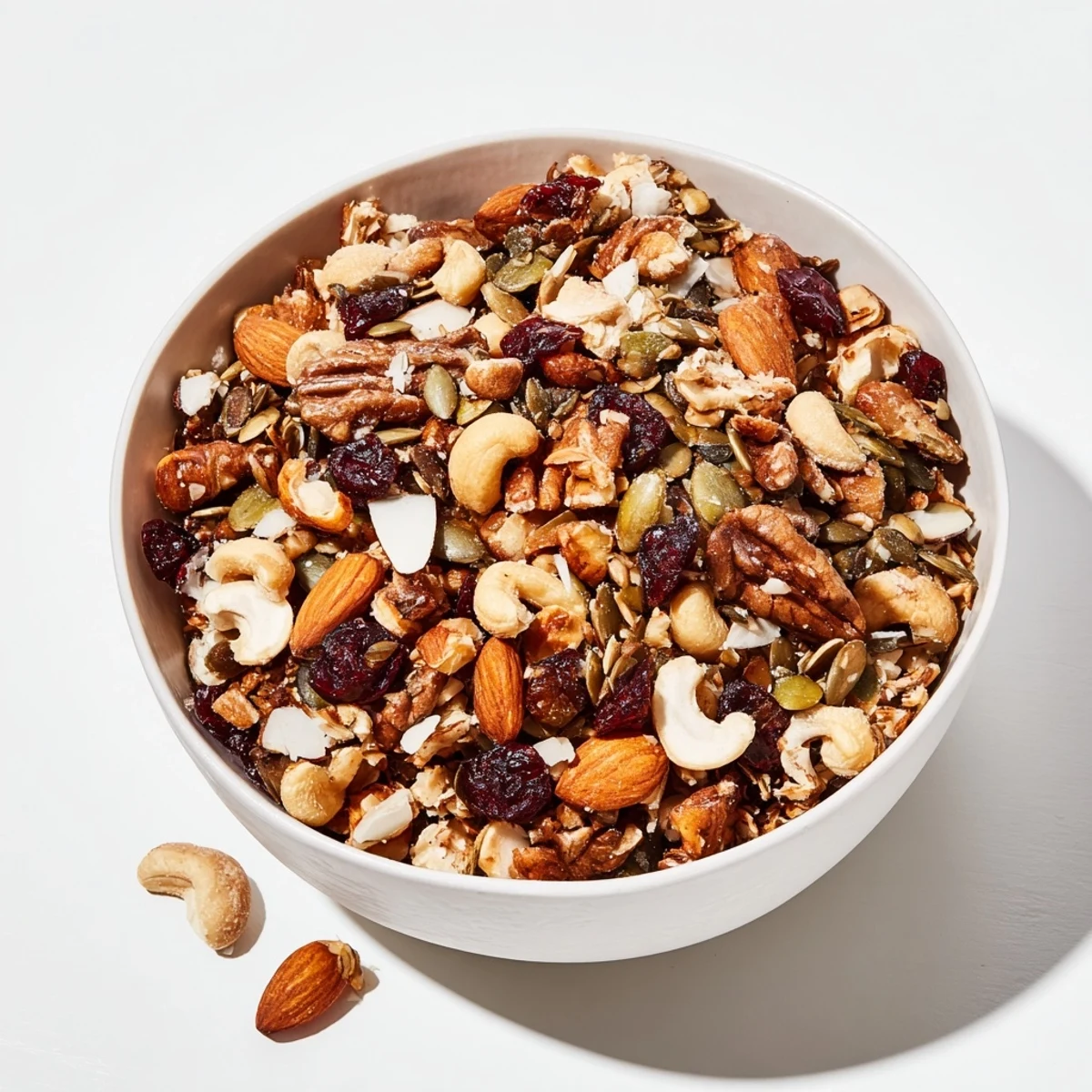 Golden Squirrels Gourmet Nut Bowl, a delicious snack with crunchy nuts and sweet cranberries.