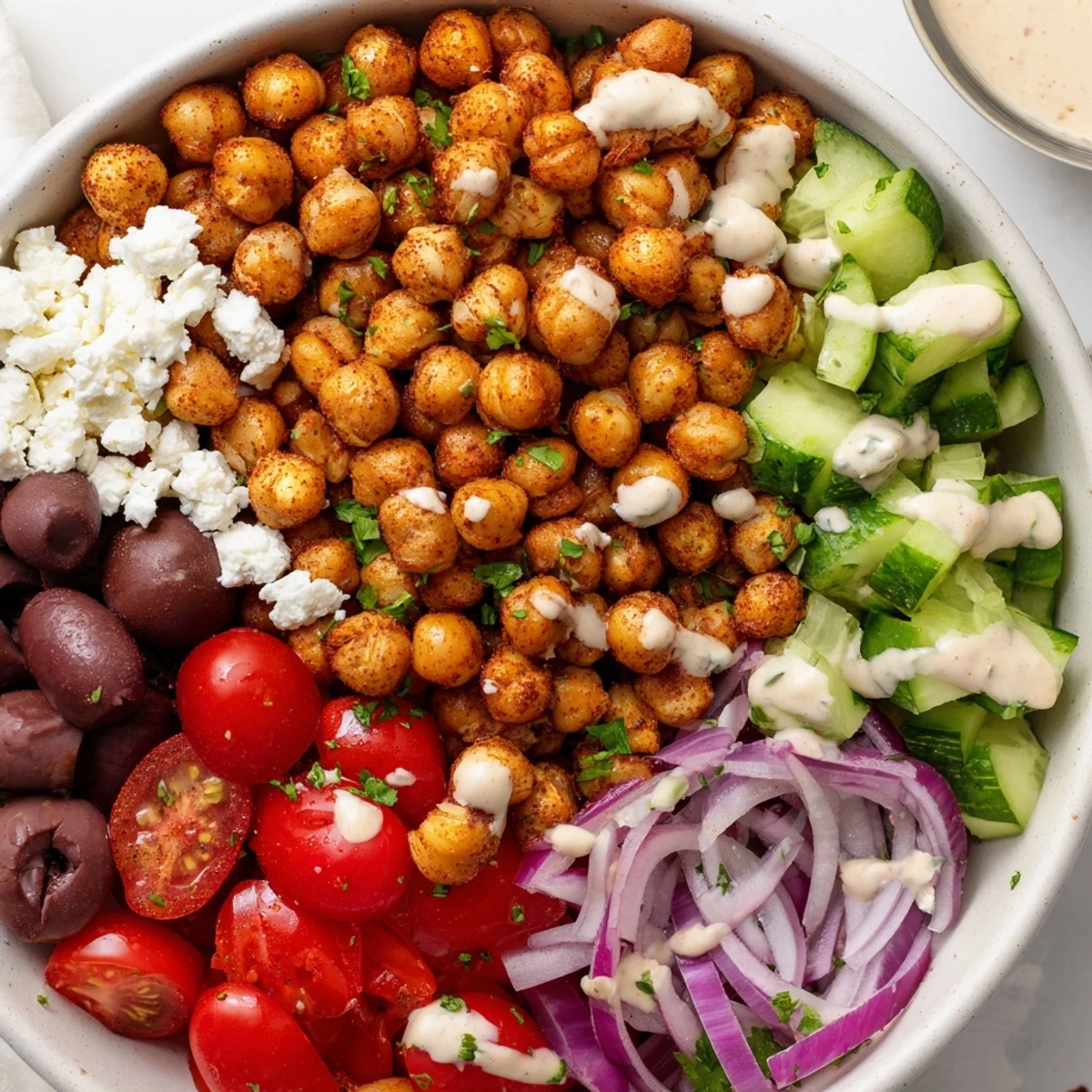 Here are your 3 ALT image texts for the Mediterranean Chickpea Bowl: