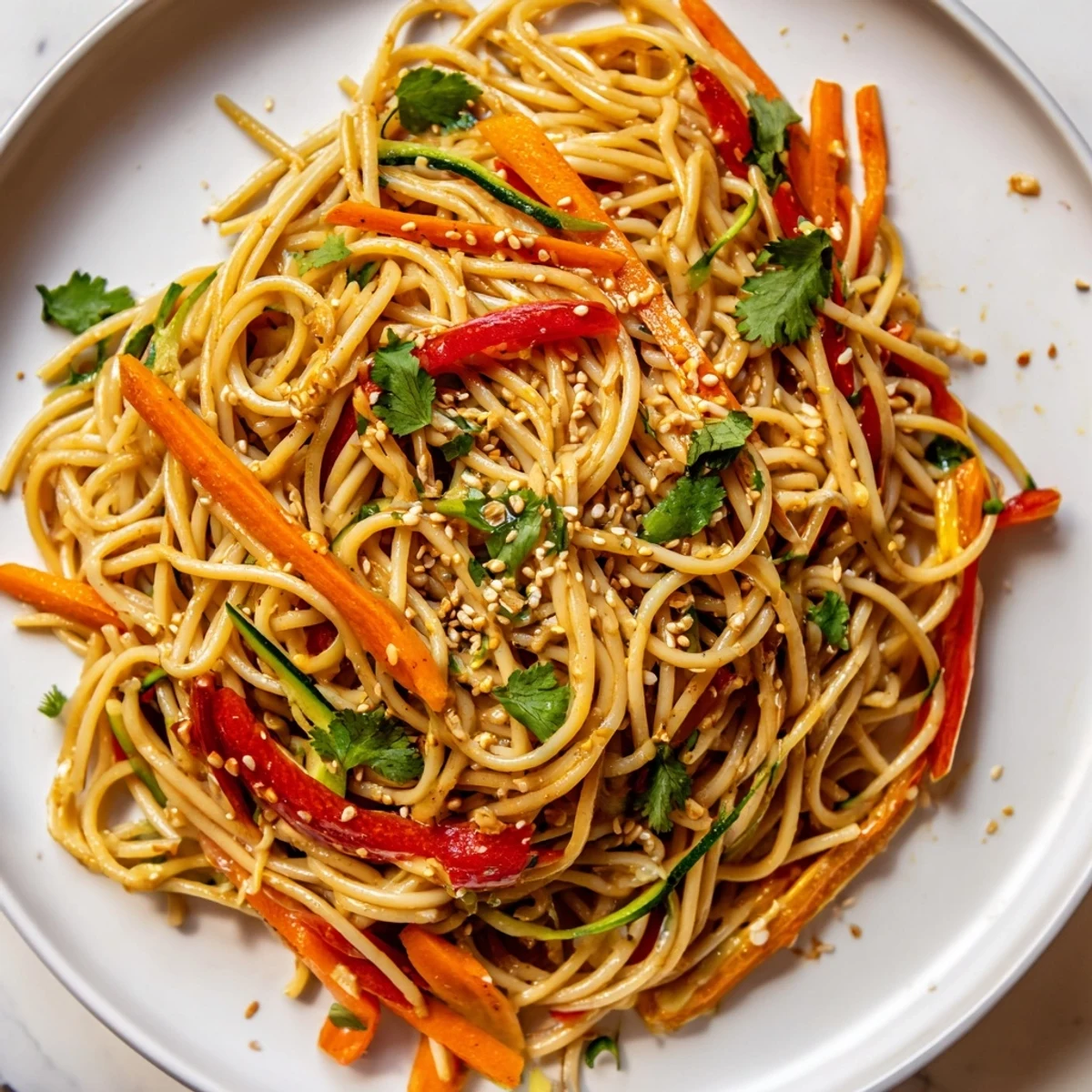 Fresh garlic oil coats tender noodles in this delicious and flavorful Garlic Noodle Salad.