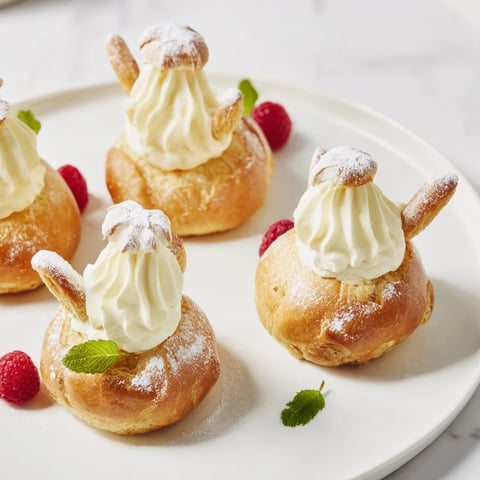 Delightful Plateau Cygne Pâtisseries Aériennes, a beautiful dessert, shows French-inspired mini swan pastries.