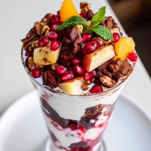 Creamy Christmas Pudding Yogurt Parfait Bar layers, perfect for a festive brunch, look delicious and fresh.