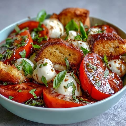 Caprese Salad Bowl mit duftendem Basilikum und einem Hauch Balsamico-Dressing, perfekt für einen sommerlichen Abendessen.