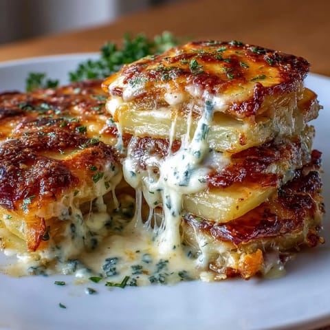Goldene, cremige Kartoffeln mit geschmolzenem Gruyère, eine klassische französische Beilage für festliche Anlässe.