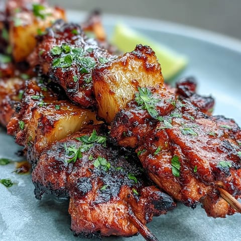 Gegrillte Hähnchen Al Pastor Spieße