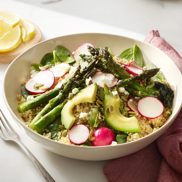 Nahrhafte Quinoa-Schüssel mit knusprigen Zutaten, perfekt für vegetarische Essensfreuden.