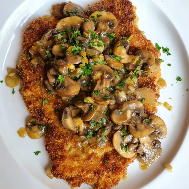 Savory Hunters Schnitzel with crispy breading and rich Jäger sauce, ready to serve.