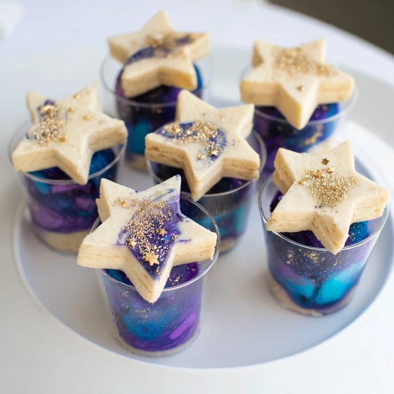 Close-up of the delicious Stargazers Dessert Platter, featuring chocolate comet truffles and colorful mousse.