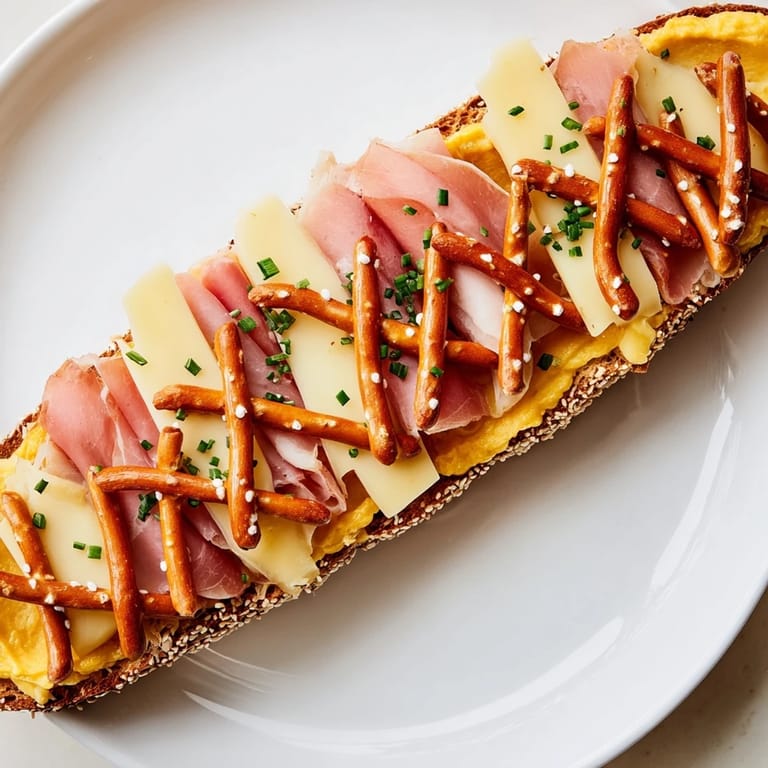 Imagine the texture: layers of salami, cheese, and pretzels in this beautiful The Lattice Window appetizer.