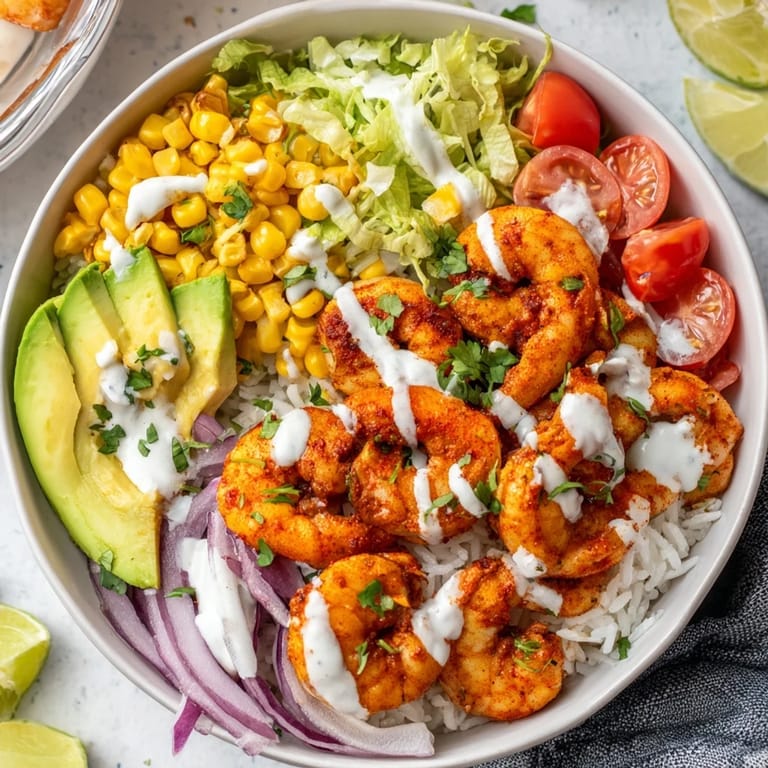 Savory Cajun Shrimp Taco Bowls ready to eat, served with lime wedges, perfect for a flavorful meal.