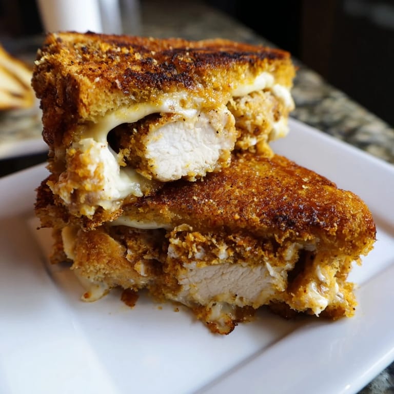 Homemade Crispy Parmesan Chicken Thighs Grilled Cheese, a delicious, comforting American meal with golden crust.