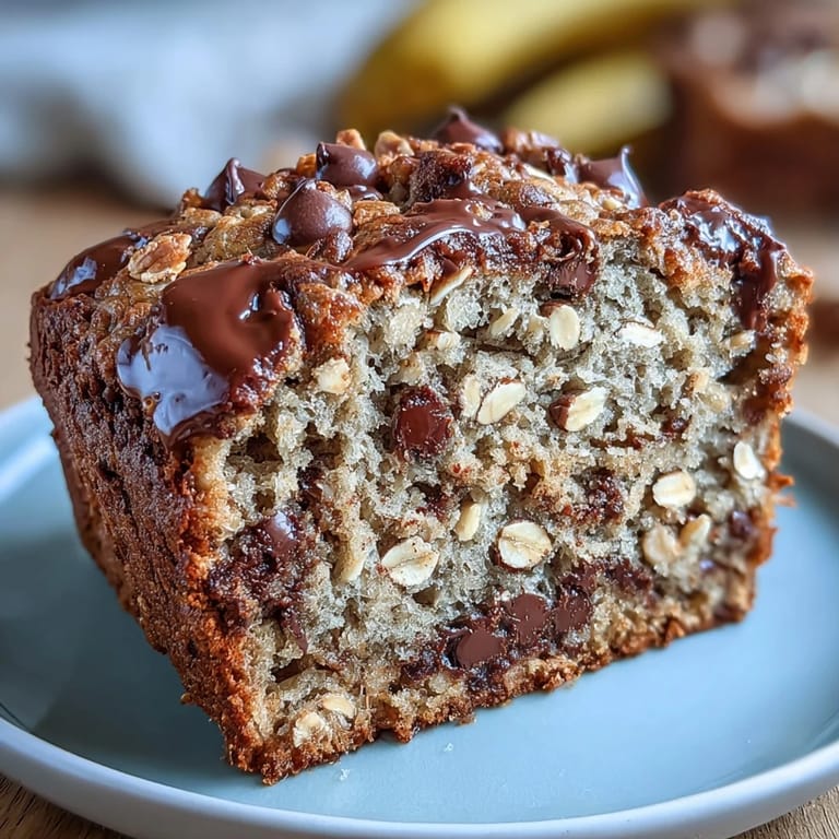 Hausgemachtes Bananenbrot mit Erdnussbutter und Haferflocken, ein köstlicher Snack.