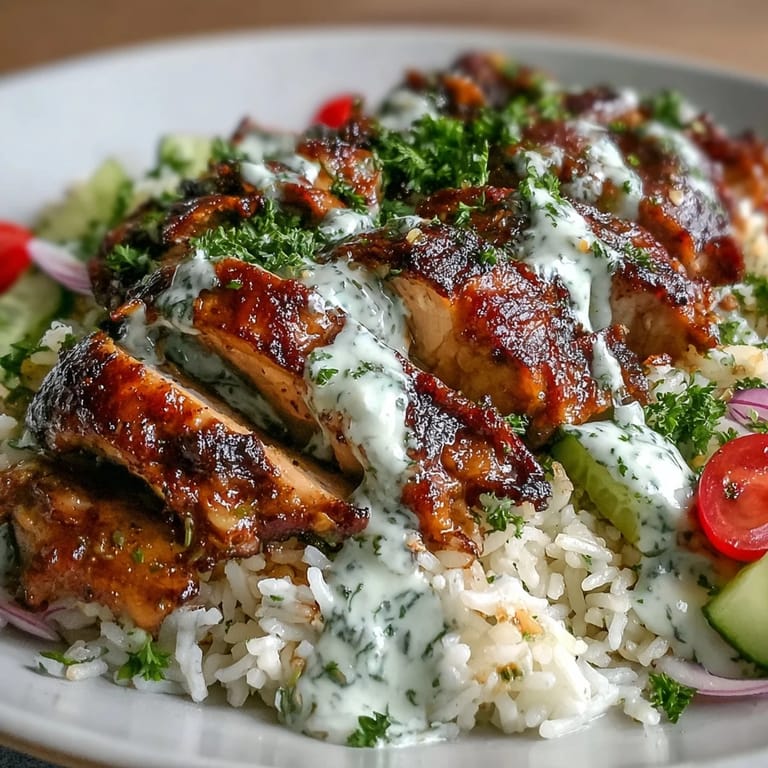 Genießen Sie diese farbenfrohe Middle Eastern Shawarma Bowl mit würzigem Hähnchen und Tahini-Dressing.