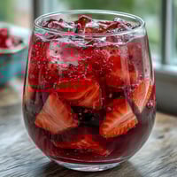 1. Lebendiger Dragon-Drink-Refresher mit cremiger Kokosmilch und frischer Drachenfrucht in einem Glas mit Eiswürfeln.  